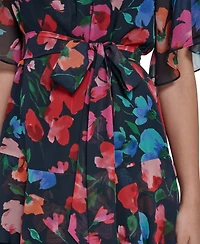 Jessica Howard Petite Jewel Neck Double-Tiered Dress