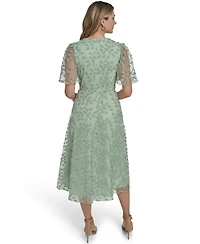 Jessica Howard Petite Flutter-Sleeve V-Neck Midi Dress