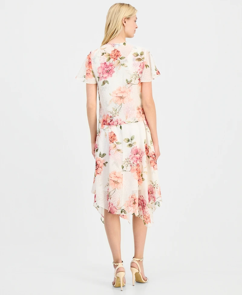 Robbie Bee Women's Handkerchief-Hem Chiffon-Jacket Dress