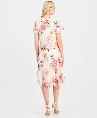 Robbie Bee Women's Handkerchief-Hem Chiffon-Jacket Dress