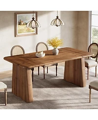 Tribesigns 63-Inch Solid Wood Dining Table for 4-6 People, Large Rectangle Kitchen Table with Heavy Duty Legs, Rustic Kitchen & Dining Room Furniture