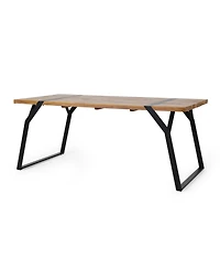 Streamdale Furniture Acacia Wood Outdoor Dining Table with Modern Industrial Style