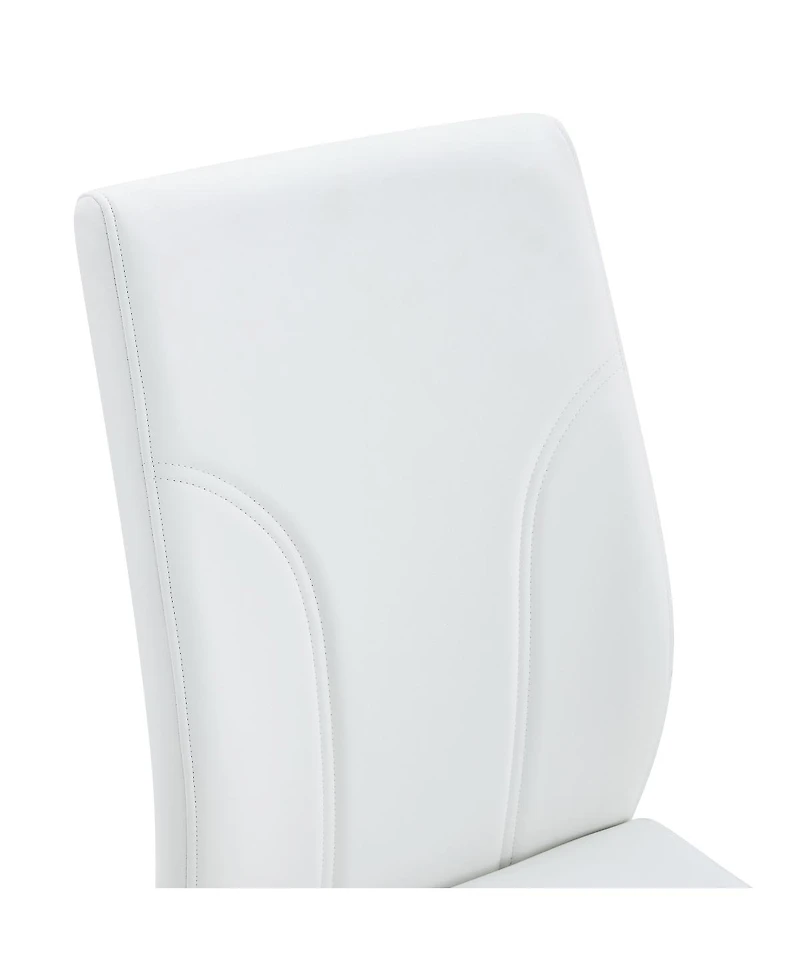 Streamdale Furniture Set of 4 White Pu Dining Chairs with High Backrest and Sturdy Legs