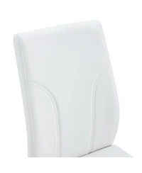 Streamdale Furniture Set of 4 White Pu Dining Chairs with High Backrest and Sturdy Legs