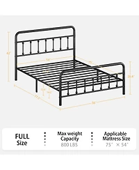 Streamdale Furniture Metal Bed Frame, Full Size, Headboard, Under Bed Storage