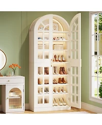 Tribesigns “Tall 8-Tier Shoe Cabinet with Acrylic Doors & Led Lights, 78″”