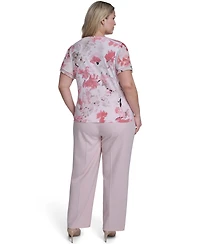 Calvin Klein Plus Printed V-Neck Short-Sleeve Top