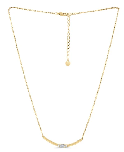 And Now This Cubic Zirconia Curved Bar Necklace