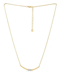 And Now This Cubic Zirconia Curved Bar Necklace