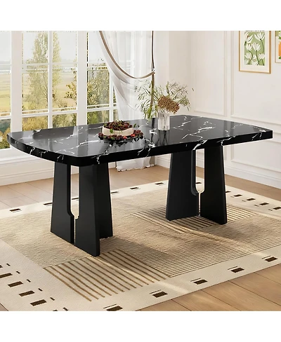 Streamdale Furniture 63" Modern Faux Marble Dining Table