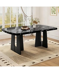 Streamdale Furniture 63" Modern Faux Marble Dining Table