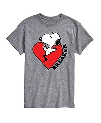Airwaves Men's Peanuts Snoopy Heart Breaker Printed Short-Sleeve Graphic T-Shirt