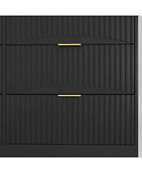 Streamdale Furniture Modern 8-Drawer Dresser Chest, Wide Wood Chest with Gold Handle