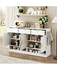 Streamdale Furniture Farmhouse Sideboard with 3 Drawers, 4 Doors, 59.1" Storage Buffet