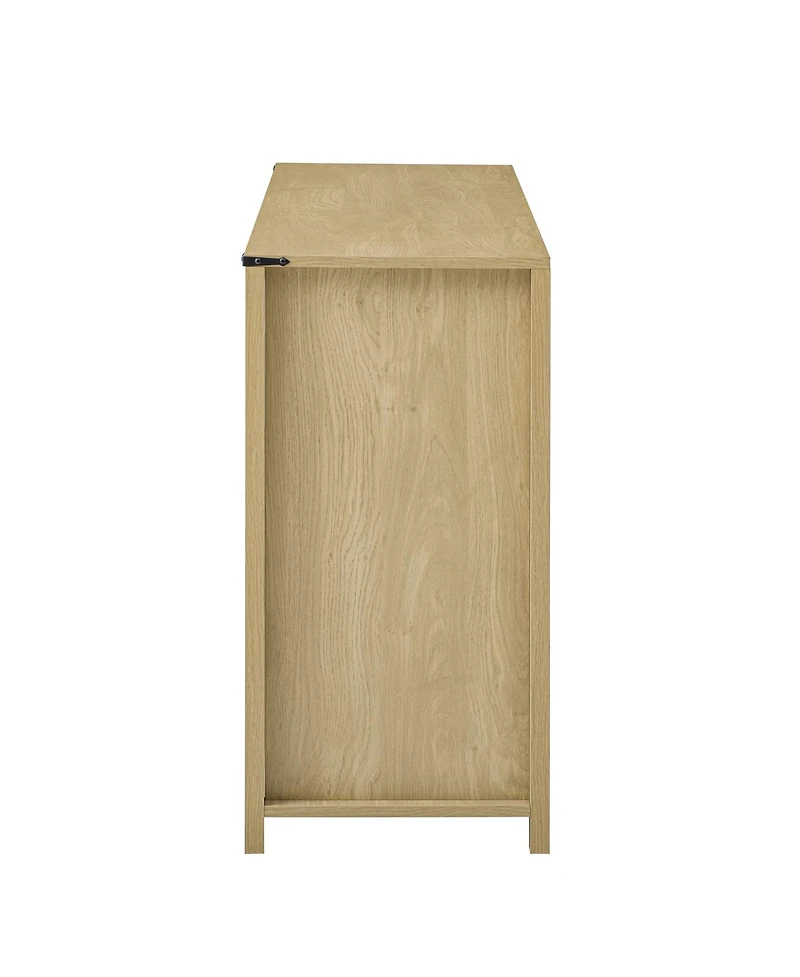Streamdale Furniture 59.3" Farmhouse Barn Door Sideboard with Mesh Panels and Open Storage