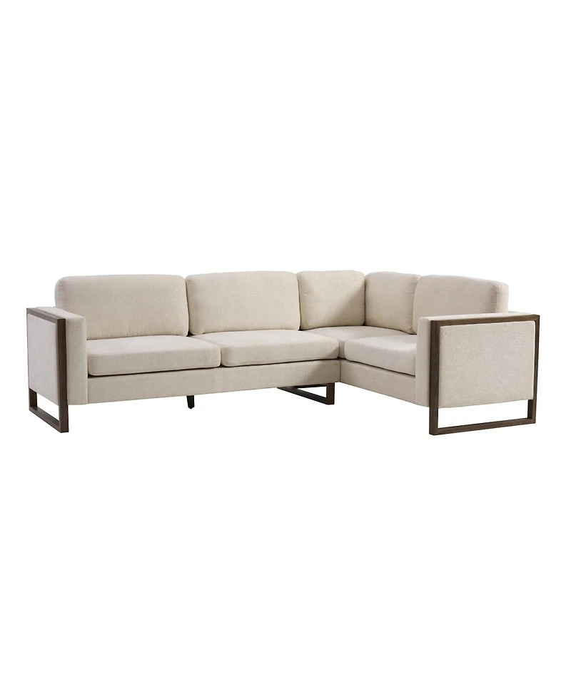 Streamdale Furniture L-Shaped Sectional Sofa - Modern Beige Fabric with Walnut Legs