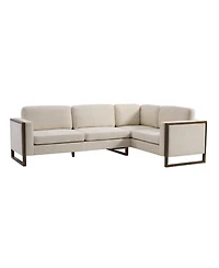 Streamdale Furniture L-Shaped Sectional Sofa - Modern Beige Fabric with Walnut Legs