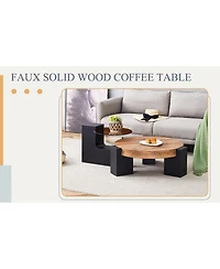 Streamdale Furniture Modern Simple Double-Layer Round Coffee Table - Transparent Brown Glass Top