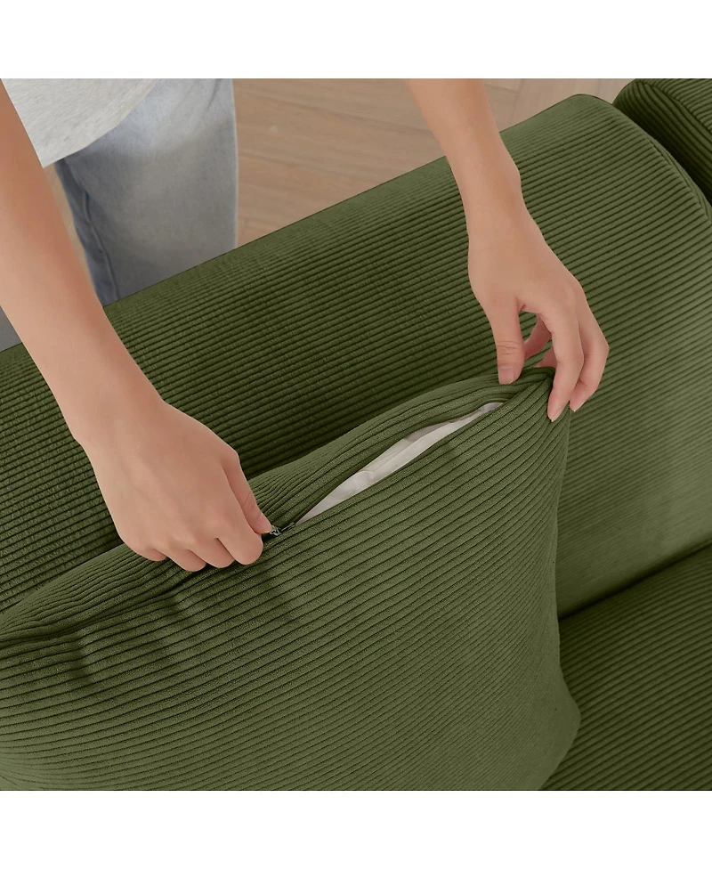 Streamdale Furniture Modern L-Shaped Corduroy Sectional Sofa with Movable Ottoman