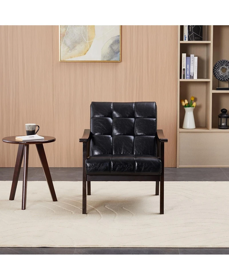 Streamdale Furniture Modern medieval-inspired armchair, antique Black upholstered, solid wood legs