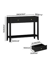Streamdale Furniture Console Table with Drawers, Narrow Wood Accent Sofa Table, Black
