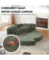 Streamdale Furniture 78.5-Inch Corduroy Semi-Circular 2-in-1 Sofa Bed with Neck Pillow & 5 Throw Pillows