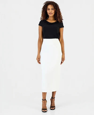 Kasper Women's Stretch Crepe Column Midi Skirt