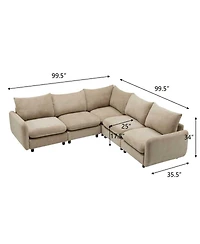 Streamdale 99" Oversize 5-Piece L-Shaped Modular Velvet Sectional Sofa Couch for Living Room
