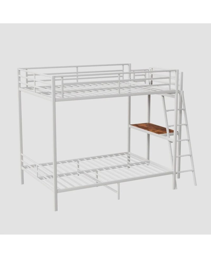 Streamdale Furniture White full size bunk bed with Led light and charging socket