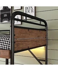 Streamdale Furniture Twin Xl over Twin Xl Metal Bunk Bed with Led & Charge Station, 2 Drawers