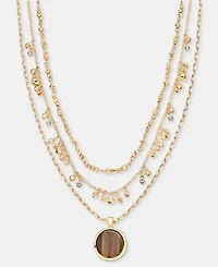 Style & Co Stone Inlay Layered Pendant Necklace, 17" + 3" extender, Macy's Exclusive