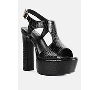 Croft Croc Women's High Heeled Cut Out Sandals