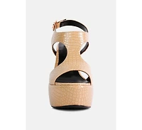 Croft Croc Women's High Heeled Cut Out Sandals