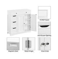 Yaheetech 32" H Free-Standing Bathroom Floor Cabinet with 4 Drawers and 2 Doors Espresso