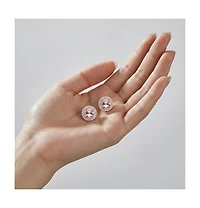 Cubic Zirconia Pink large round Haloed Stud Earrings