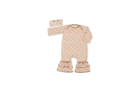 Baby Grey by Everly Girls Ruffle Long Sleeve Romper & Head Wrap Set