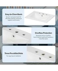 Cesicia Modern Freestanding 48 in. Bathroom Vanity with Ceramic Sink, Soft-Close Doors, Flip Drawer and Double-Layer Door Shelves