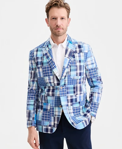 Club Room Men's Patchwork Madras Regular-Fit Blazer, Exclusively at Macy's - Piece Block Plaid Yd