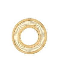 Wicker Village Round Wall Hanging Mirror with Rattan Frame, Boho Decorative Mirror, Natural Finish for Living Room, Bedroom & Bathroom