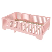 Streamdale Furniture Twin Montessori Floor Bed with Slats, Fence & Door - Pink