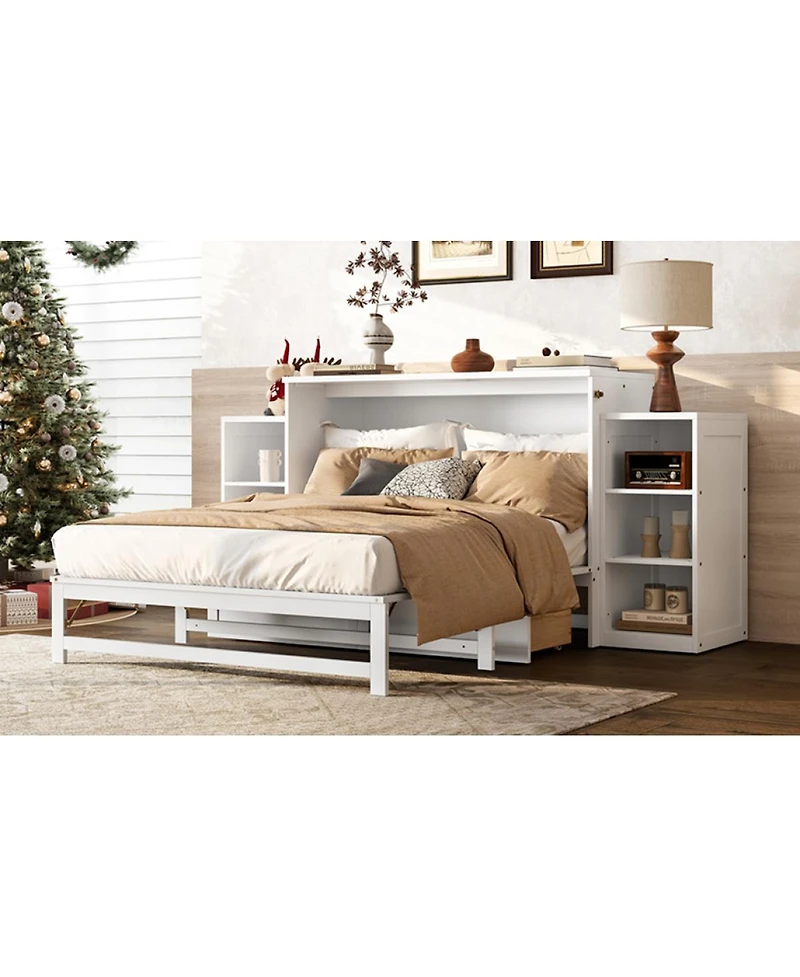 Streamdale Furniture Full-size Murphy bed with storage drawers and shelves