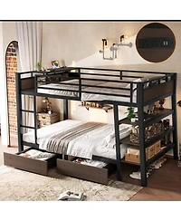 Streamdale Furniture Full Size Metal Bunk Bed with Storage, Led, and Usb