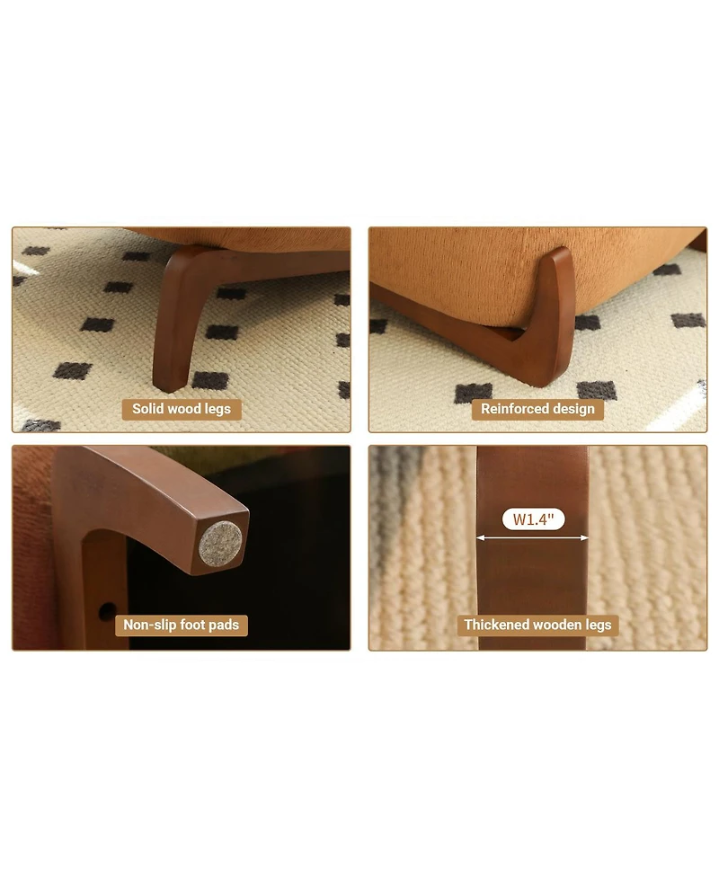 Streamdale Furniture Streamdale Cute Velvet Accent Chair with Solid Wood Legs