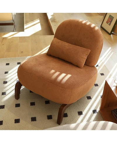 Streamdale Furniture Streamdale Cute Velvet Accent Chair with Solid Wood Legs