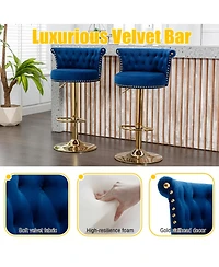 Streamdale Furniture Velvet 360° Rotating Bar Chair with Adjustable Height and Soft Pillow
