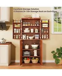 Streamdale Furniture 72" Modern Fluted Wood Kitchen Pantry Cabinet with 6 Shelves