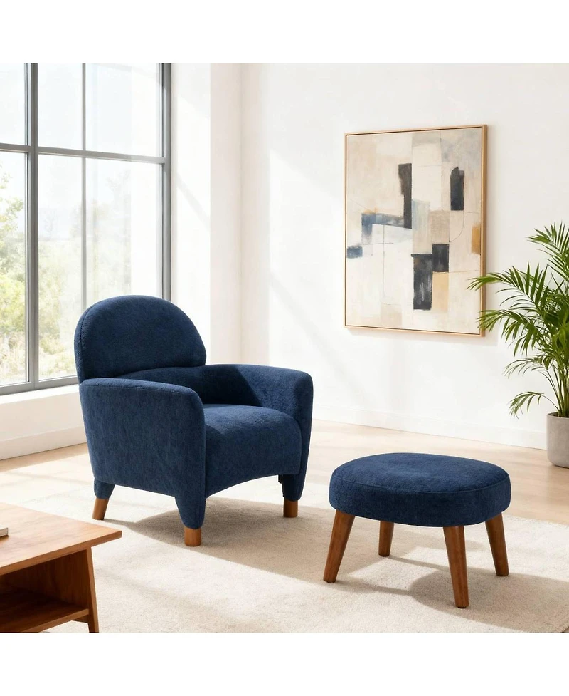 Streamdale Furniture Modern Lazy Chair with Footrest Ottoman for Small Space