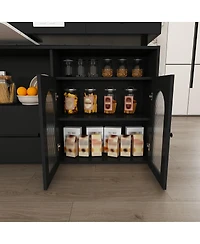 Streamdale Furniture Kitchen Island Set with 2 Chairs, Extendable & Rotating Table, Marble Veneer, 4 Drawers & Cabinets