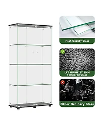 Streamdale Furniture Glass Display Cabinet with Lock, 4-Shelf Double Doors