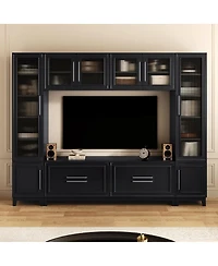 Streamdale Furniture Modern Entertainment Center with Glass Doors & Drawers